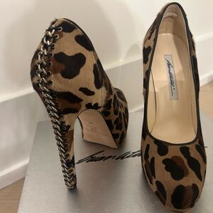 Brian Atwood Leopard Print Zipper Back High Heels